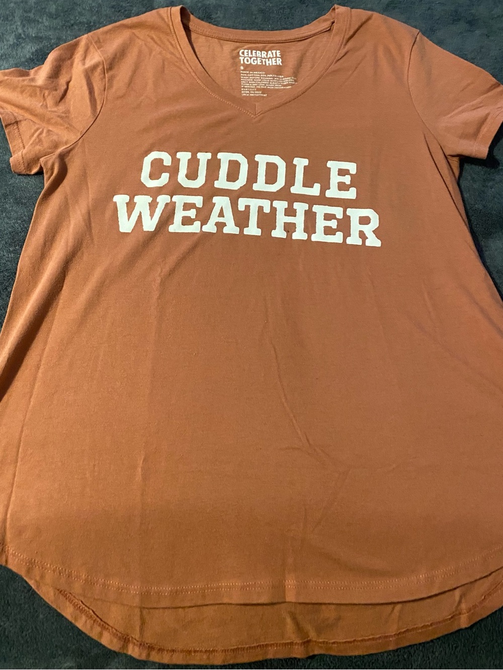 Celebrate Together Rust 'Cuddle Weather' Short Sleeve V-Neck Tee